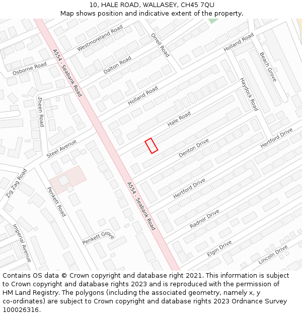 10, HALE ROAD, WALLASEY, CH45 7QU: Location map and indicative extent of plot