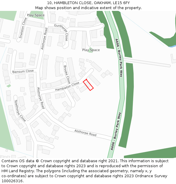 10, HAMBLETON CLOSE, OAKHAM, LE15 6FY: Location map and indicative extent of plot