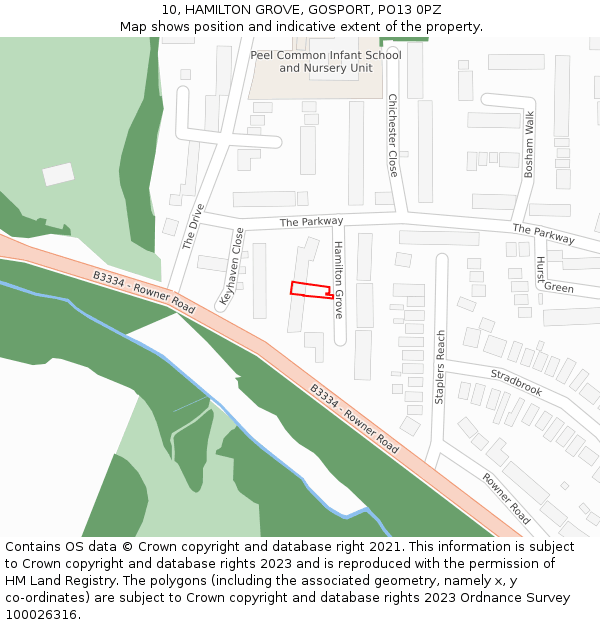 10, HAMILTON GROVE, GOSPORT, PO13 0PZ: Location map and indicative extent of plot