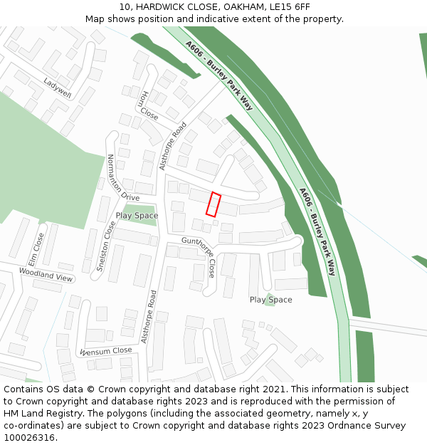 10, HARDWICK CLOSE, OAKHAM, LE15 6FF: Location map and indicative extent of plot