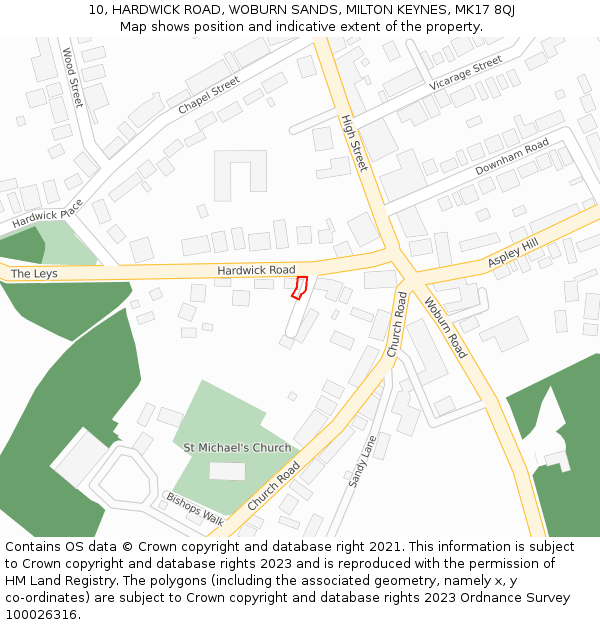 10, HARDWICK ROAD, WOBURN SANDS, MILTON KEYNES, MK17 8QJ: Location map and indicative extent of plot