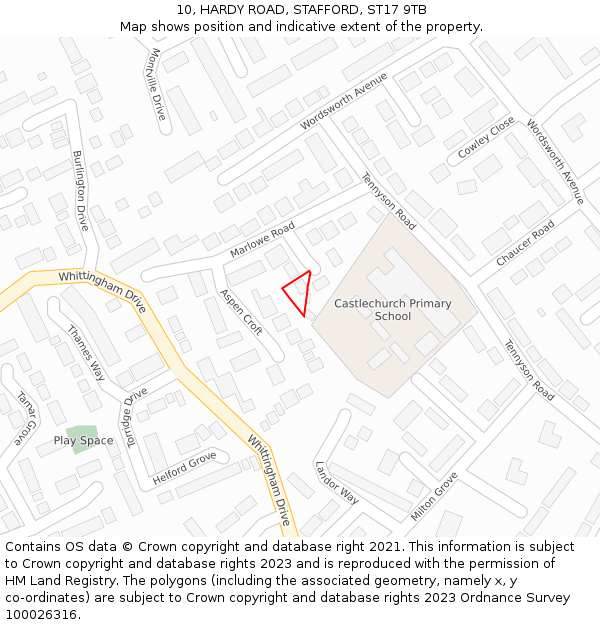 10, HARDY ROAD, STAFFORD, ST17 9TB: Location map and indicative extent of plot