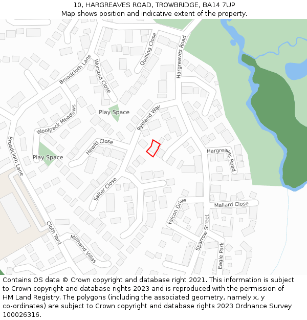 10, HARGREAVES ROAD, TROWBRIDGE, BA14 7UP: Location map and indicative extent of plot