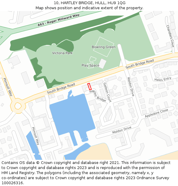 10, HARTLEY BRIDGE, HULL, HU9 1QG: Location map and indicative extent of plot