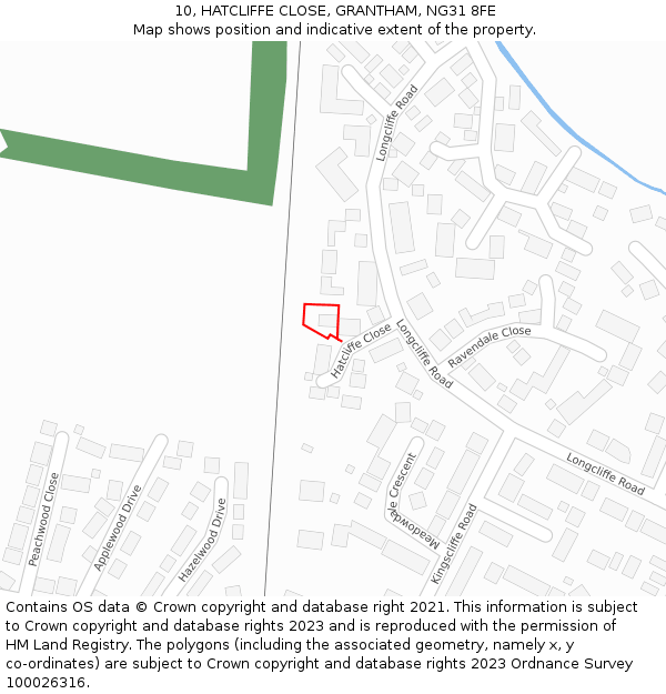 10, HATCLIFFE CLOSE, GRANTHAM, NG31 8FE: Location map and indicative extent of plot