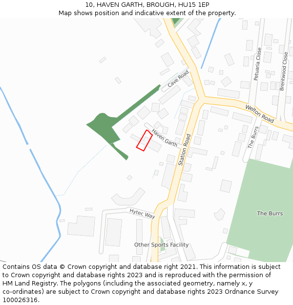 10, HAVEN GARTH, BROUGH, HU15 1EP: Location map and indicative extent of plot