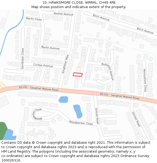 10, HAWKSMORE CLOSE, WIRRAL, CH49 4RE: Location map and indicative extent of plot