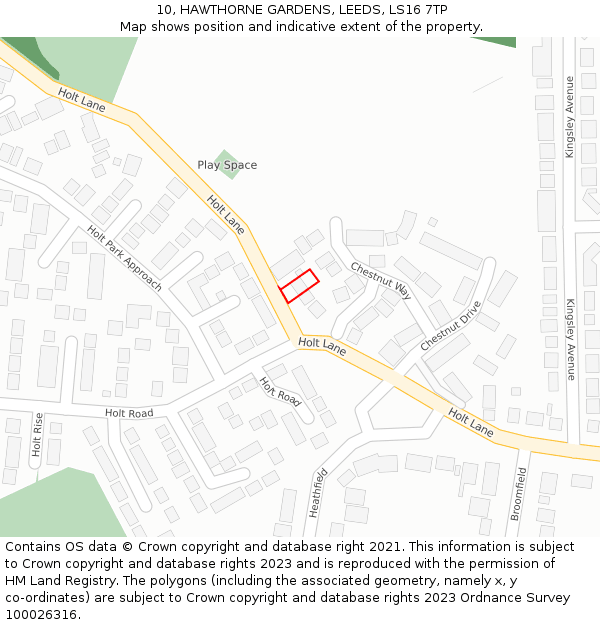 10, HAWTHORNE GARDENS, LEEDS, LS16 7TP: Location map and indicative extent of plot