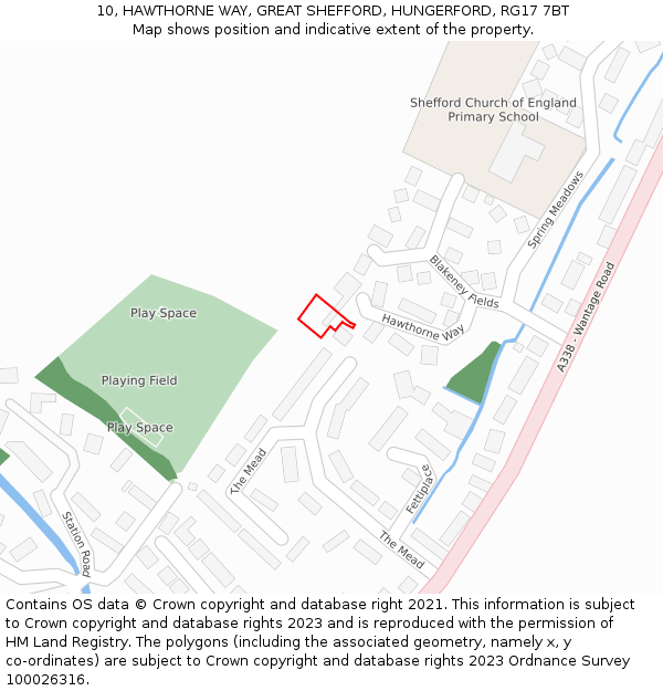 10, HAWTHORNE WAY, GREAT SHEFFORD, HUNGERFORD, RG17 7BT: Location map and indicative extent of plot