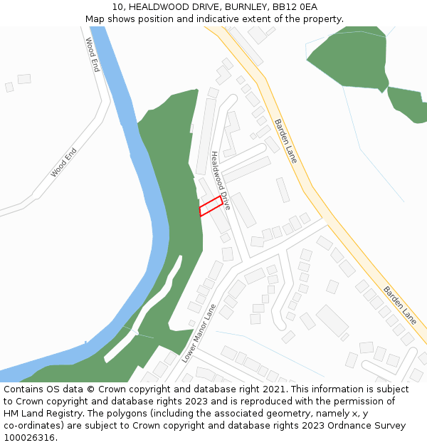 10, HEALDWOOD DRIVE, BURNLEY, BB12 0EA: Location map and indicative extent of plot