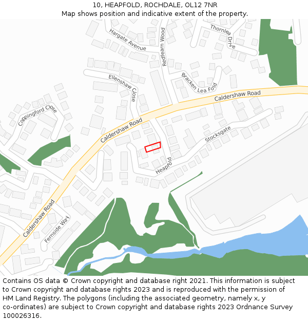 10, HEAPFOLD, ROCHDALE, OL12 7NR: Location map and indicative extent of plot