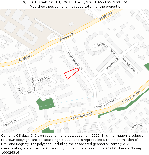 10, HEATH ROAD NORTH, LOCKS HEATH, SOUTHAMPTON, SO31 7PL: Location map and indicative extent of plot