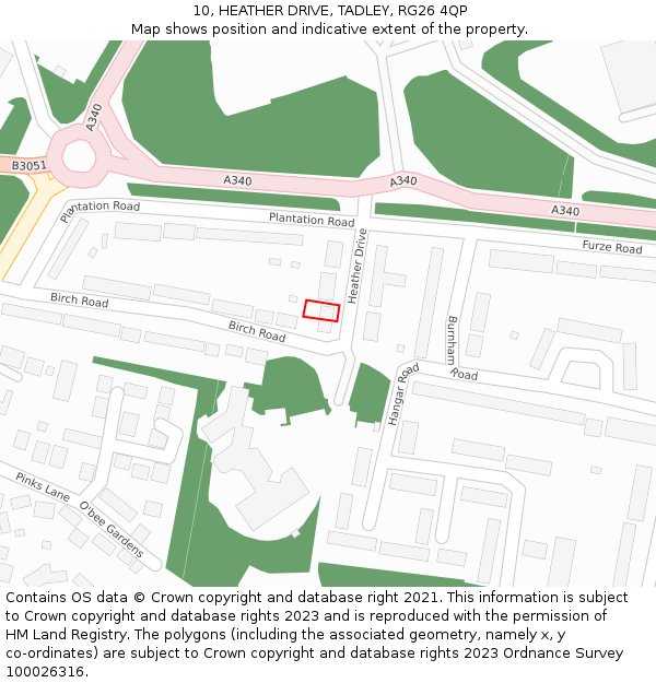 10, HEATHER DRIVE, TADLEY, RG26 4QP: Location map and indicative extent of plot