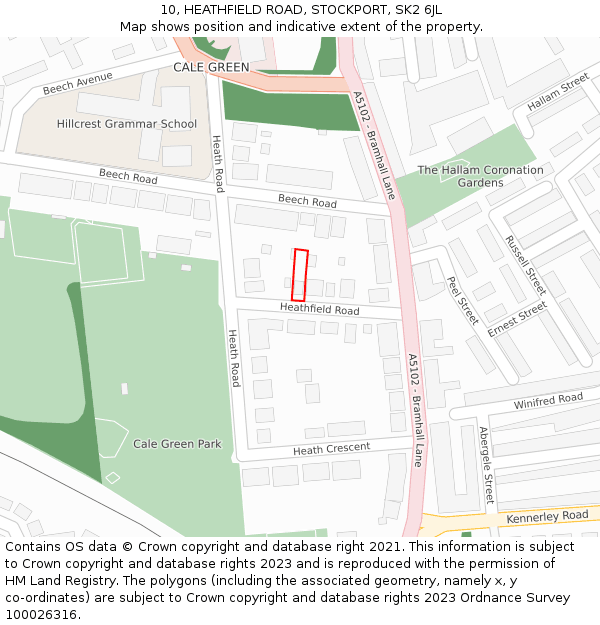 10, HEATHFIELD ROAD, STOCKPORT, SK2 6JL: Location map and indicative extent of plot