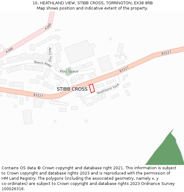 10, HEATHLAND VIEW, STIBB CROSS, TORRINGTON, EX38 8RB: Location map and indicative extent of plot