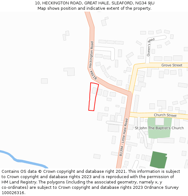 10, HECKINGTON ROAD, GREAT HALE, SLEAFORD, NG34 9JU: Location map and indicative extent of plot