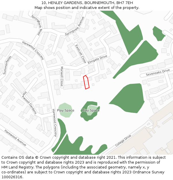 10, HENLEY GARDENS, BOURNEMOUTH, BH7 7EH: Location map and indicative extent of plot