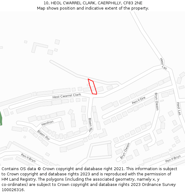 10, HEOL CWARREL CLARK, CAERPHILLY, CF83 2NE: Location map and indicative extent of plot