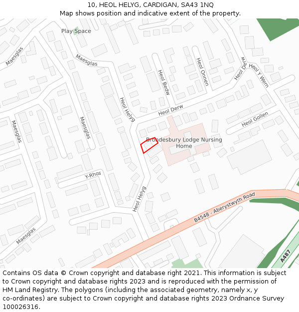 10, HEOL HELYG, CARDIGAN, SA43 1NQ: Location map and indicative extent of plot