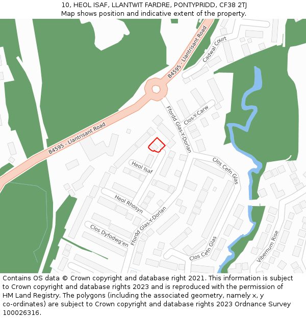 10, HEOL ISAF, LLANTWIT FARDRE, PONTYPRIDD, CF38 2TJ: Location map and indicative extent of plot