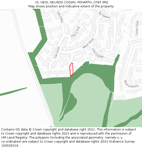 10, HEOL NEUADD COGAN, PENARTH, CF64 3RQ: Location map and indicative extent of plot