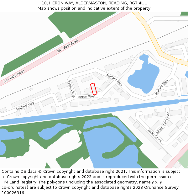 10, HERON WAY, ALDERMASTON, READING, RG7 4UU: Location map and indicative extent of plot