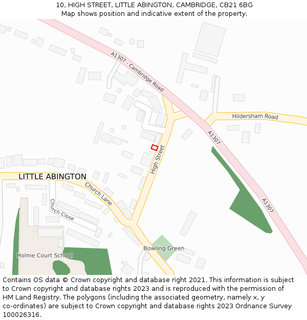 10, HIGH STREET, LITTLE ABINGTON, CAMBRIDGE, CB21 6BG: Location map and indicative extent of plot