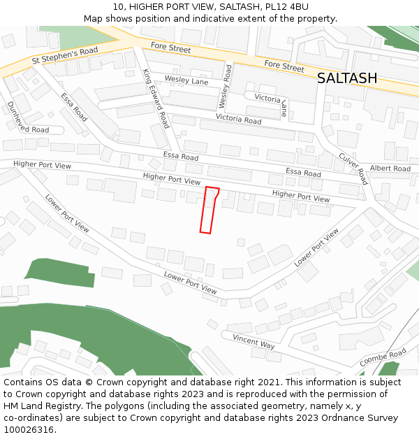 10, HIGHER PORT VIEW, SALTASH, PL12 4BU: Location map and indicative extent of plot