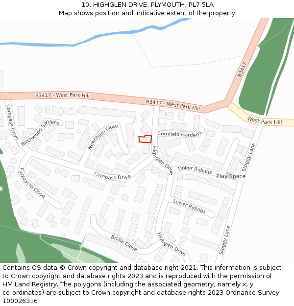 10, HIGHGLEN DRIVE, PLYMOUTH, PL7 5LA: Location map and indicative extent of plot