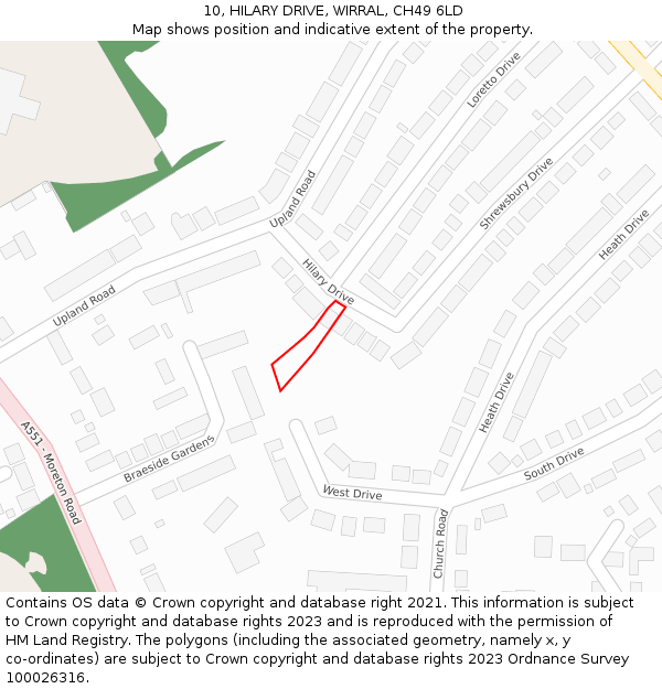 10, HILARY DRIVE, WIRRAL, CH49 6LD: Location map and indicative extent of plot