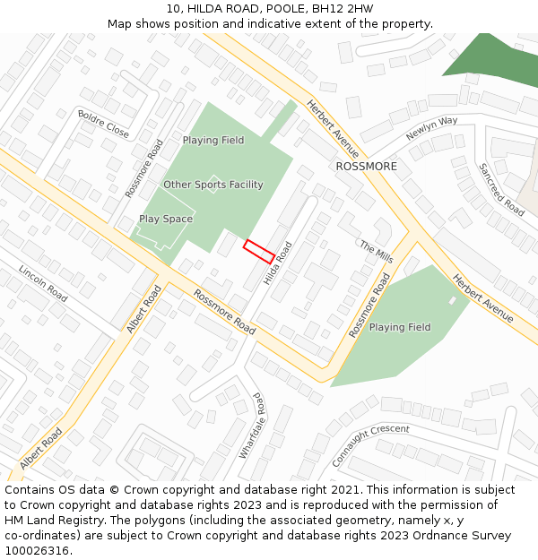 10, HILDA ROAD, POOLE, BH12 2HW: Location map and indicative extent of plot