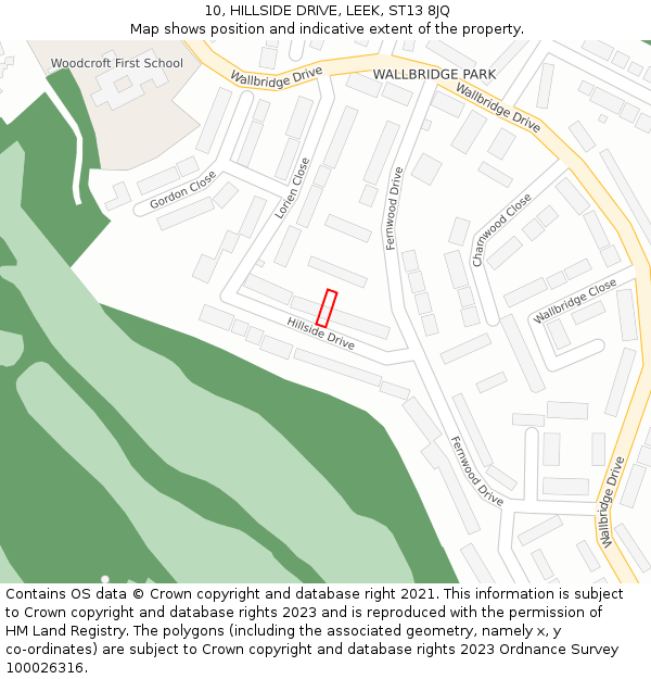 10, HILLSIDE DRIVE, LEEK, ST13 8JQ: Location map and indicative extent of plot