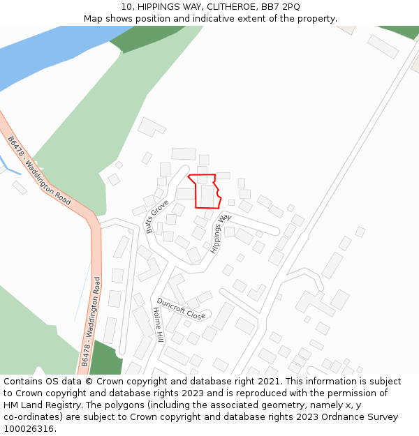 10, HIPPINGS WAY, CLITHEROE, BB7 2PQ: Location map and indicative extent of plot