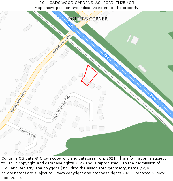 10, HOADS WOOD GARDENS, ASHFORD, TN25 4QB: Location map and indicative extent of plot