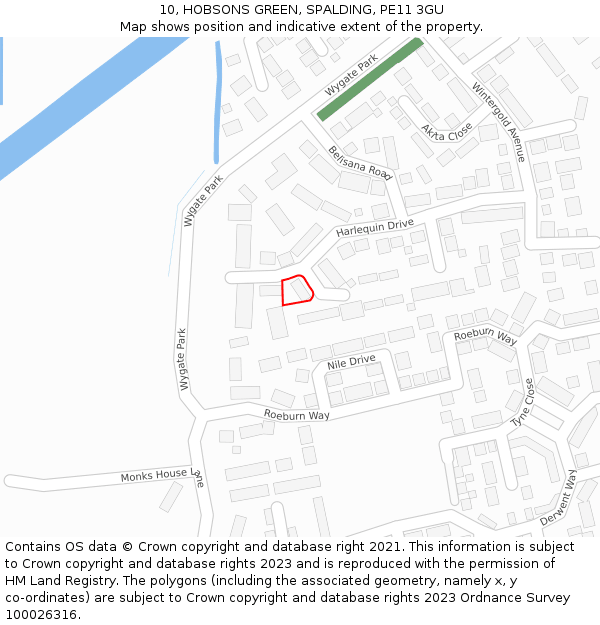 10, HOBSONS GREEN, SPALDING, PE11 3GU: Location map and indicative extent of plot