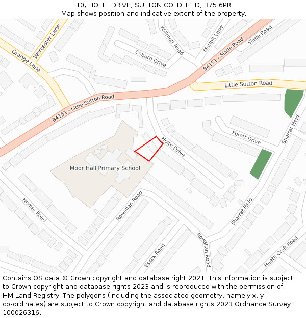 10, HOLTE DRIVE, SUTTON COLDFIELD, B75 6PR: Location map and indicative extent of plot