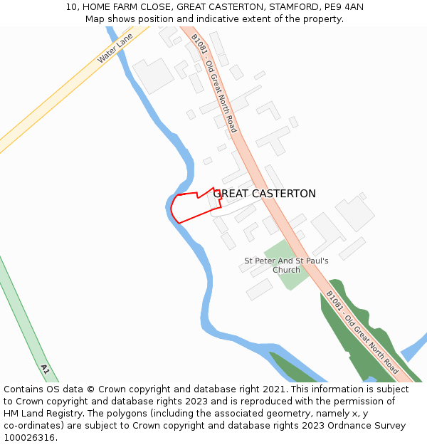 10, HOME FARM CLOSE, GREAT CASTERTON, STAMFORD, PE9 4AN: Location map and indicative extent of plot