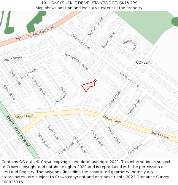 10, HONEYSUCKLE DRIVE, STALYBRIDGE, SK15 2PS: Location map and indicative extent of plot