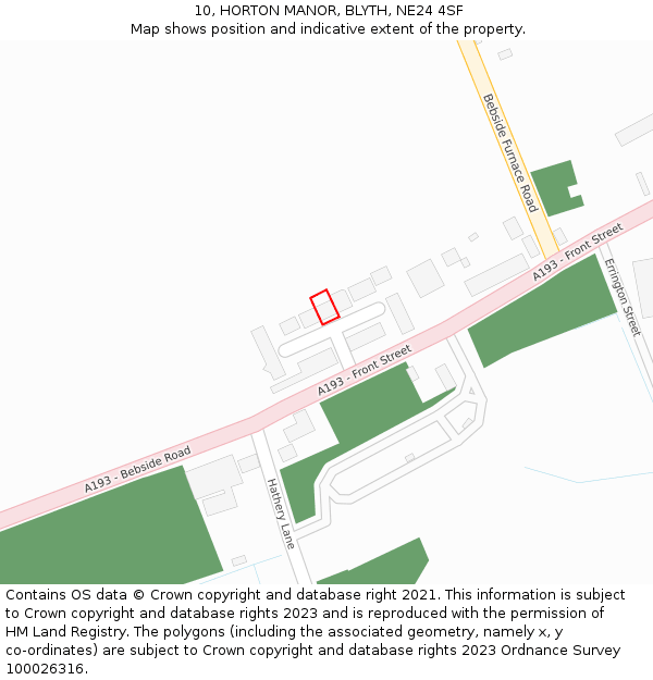 10, HORTON MANOR, BLYTH, NE24 4SF: Location map and indicative extent of plot