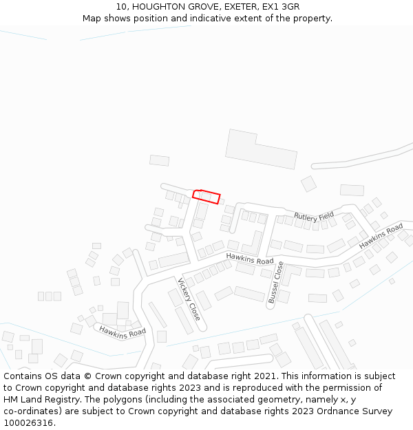 10, HOUGHTON GROVE, EXETER, EX1 3GR: Location map and indicative extent of plot