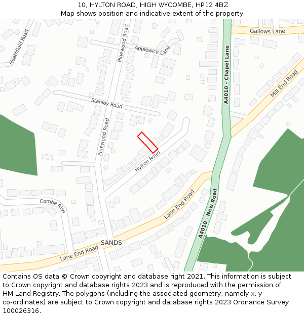 10, HYLTON ROAD, HIGH WYCOMBE, HP12 4BZ: Location map and indicative extent of plot