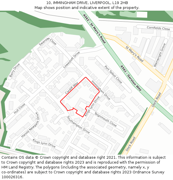 10, IMMINGHAM DRIVE, LIVERPOOL, L19 2HB: Location map and indicative extent of plot