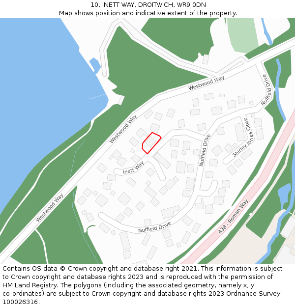 10, INETT WAY, DROITWICH, WR9 0DN: Location map and indicative extent of plot