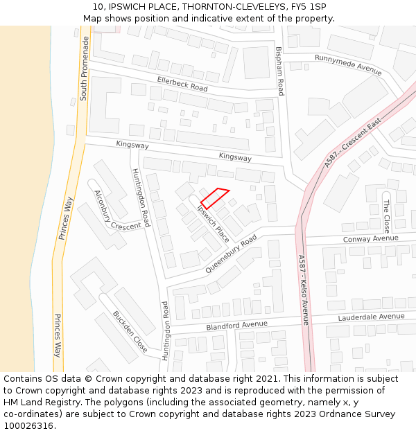 10, IPSWICH PLACE, THORNTON-CLEVELEYS, FY5 1SP: Location map and indicative extent of plot