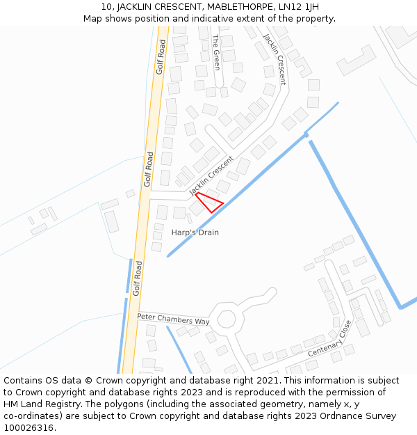 10, JACKLIN CRESCENT, MABLETHORPE, LN12 1JH: Location map and indicative extent of plot