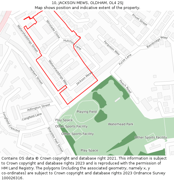 10, JACKSON MEWS, OLDHAM, OL4 2SJ: Location map and indicative extent of plot