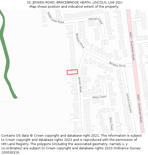 10, JENSEN ROAD, BRACEBRIDGE HEATH, LINCOLN, LN4 2QU: Location map and indicative extent of plot