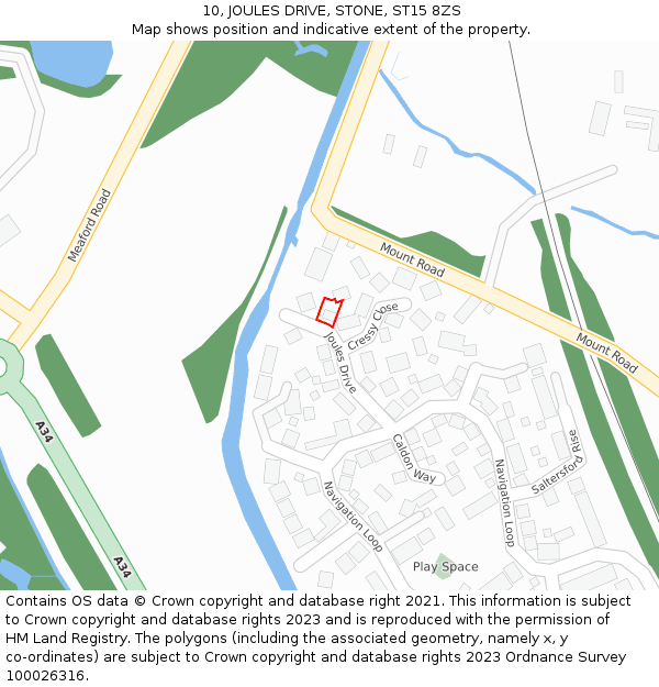 10, JOULES DRIVE, STONE, ST15 8ZS: Location map and indicative extent of plot