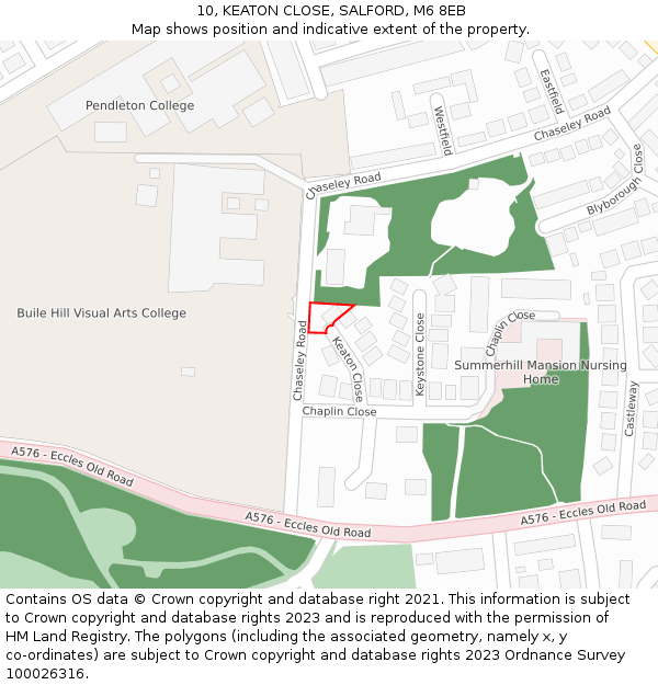 10, KEATON CLOSE, SALFORD, M6 8EB: Location map and indicative extent of plot