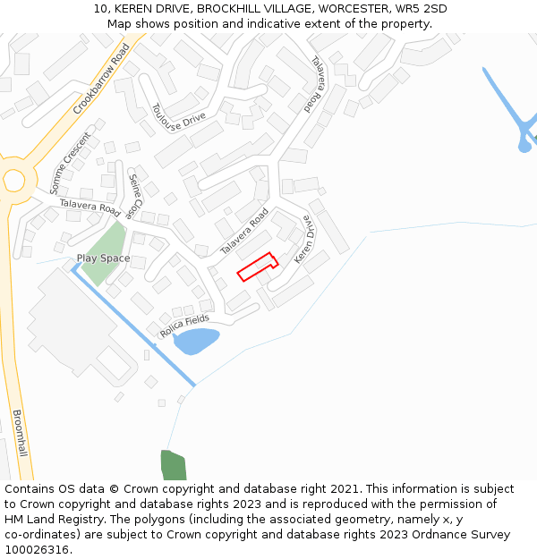 10, KEREN DRIVE, BROCKHILL VILLAGE, WORCESTER, WR5 2SD: Location map and indicative extent of plot